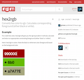 https://www.npmjs.com/package/hex2rgb