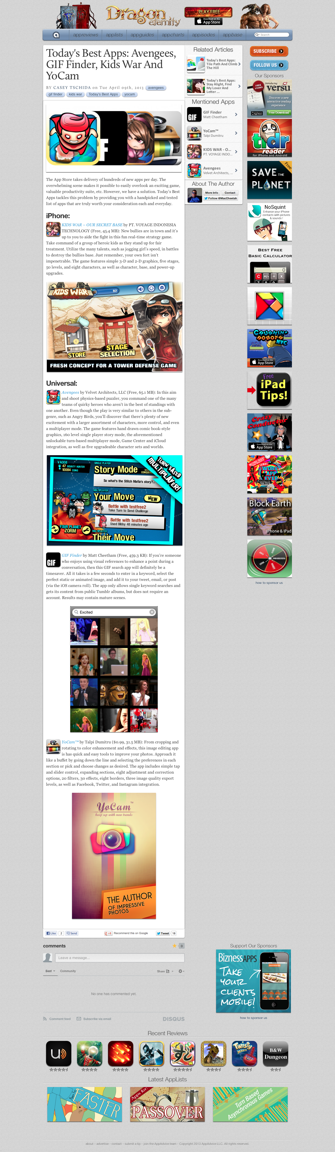 Press coverage article highlighting Avengees game features and positive reviews