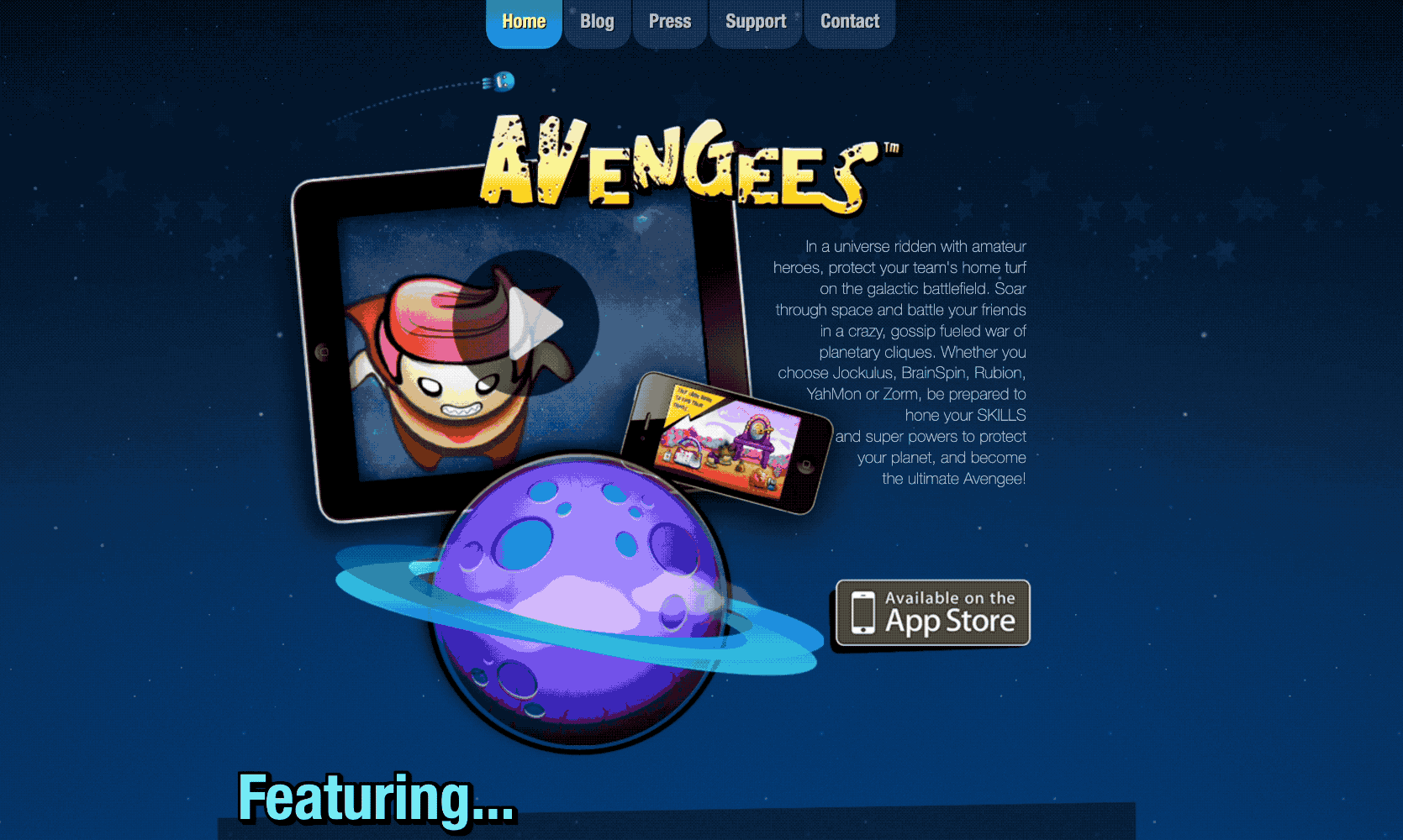Animated demonstration of parallax scrolling effects on Avengees homepage with layered character animations
