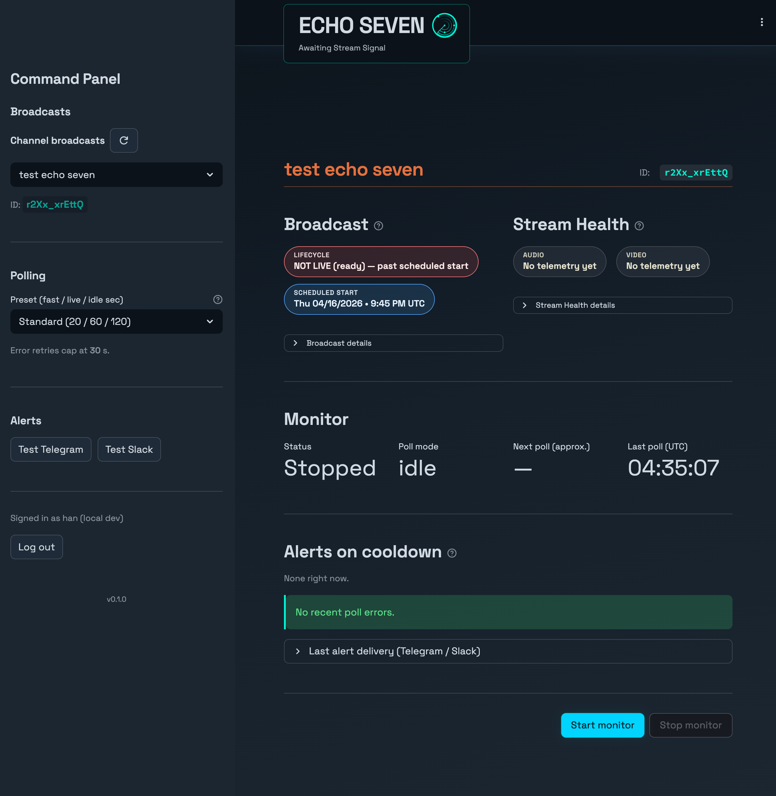 ECHO SEVEN Desktop view
