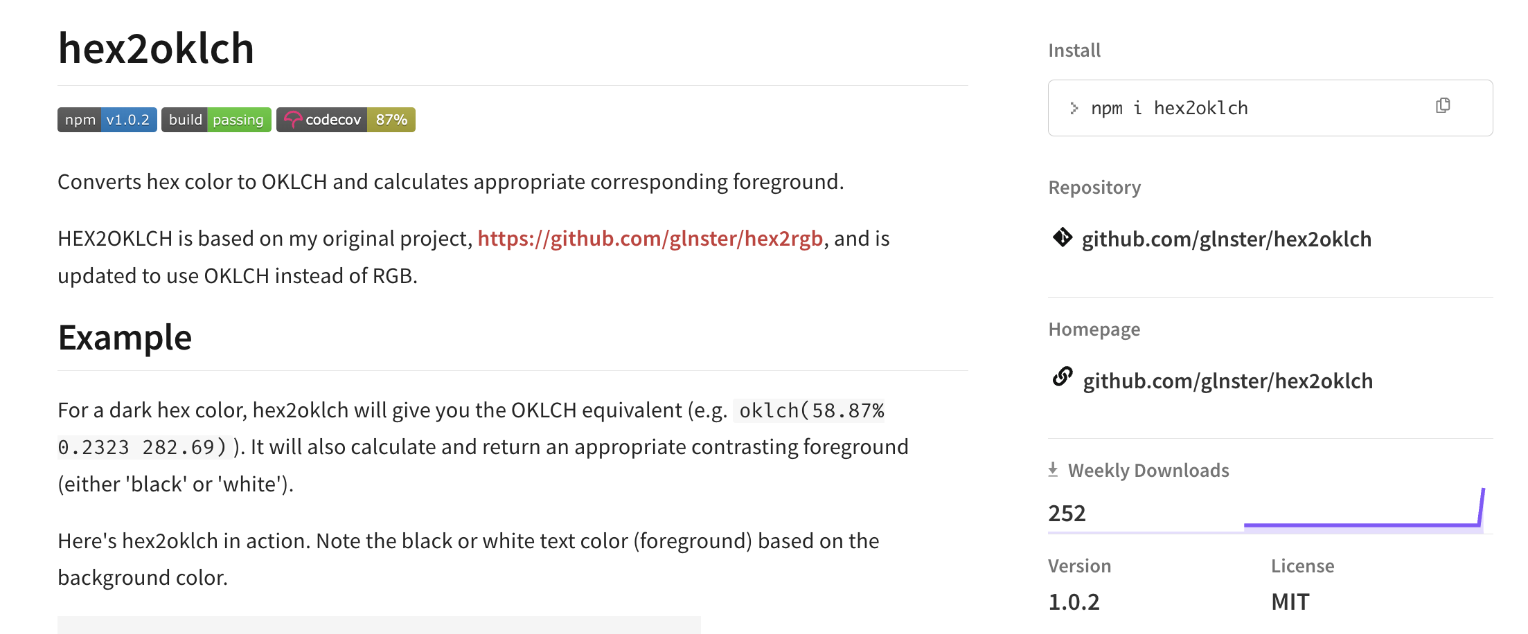 hex2oklch NPM